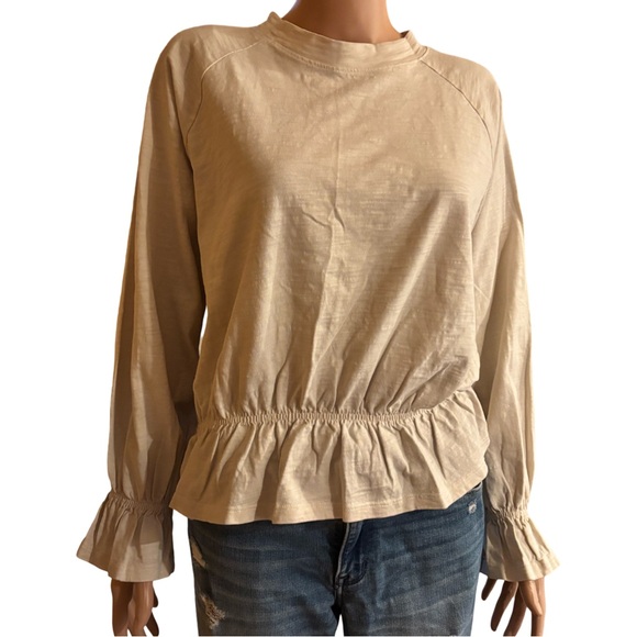 Monkl Tops - Monkl Cream Long Sleeve Cotton Top